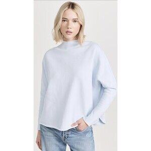 Frank & Eileen Effie Funnel Neck Capelet Long Sleeve Small Blue